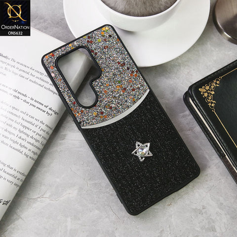 itel S25 Ultra Cover - Black -New Trendy Shiny Glitter Bling Texture And Star Rhinestone Case