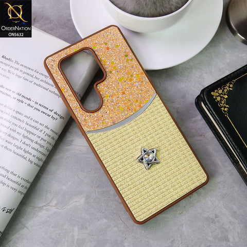 itel S25 Ultra Cover - Brown -New Trendy Shiny Glitter Bling Texture And Star Rhinestone Case