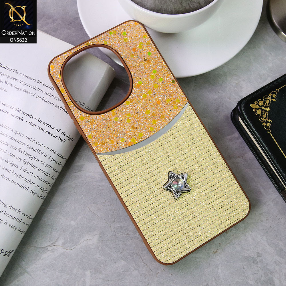 Tecno Spark 40C Cover - Brown -New Trendy Shiny Glitter Bling Texture And Star Rhinestone Case