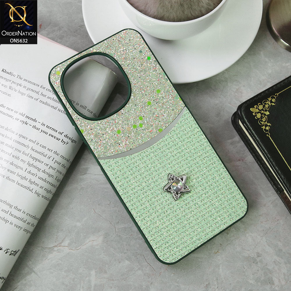 Tecno Spark 40C Cover - Green -New Trendy Shiny Glitter Bling Texture And Star Rhinestone Case