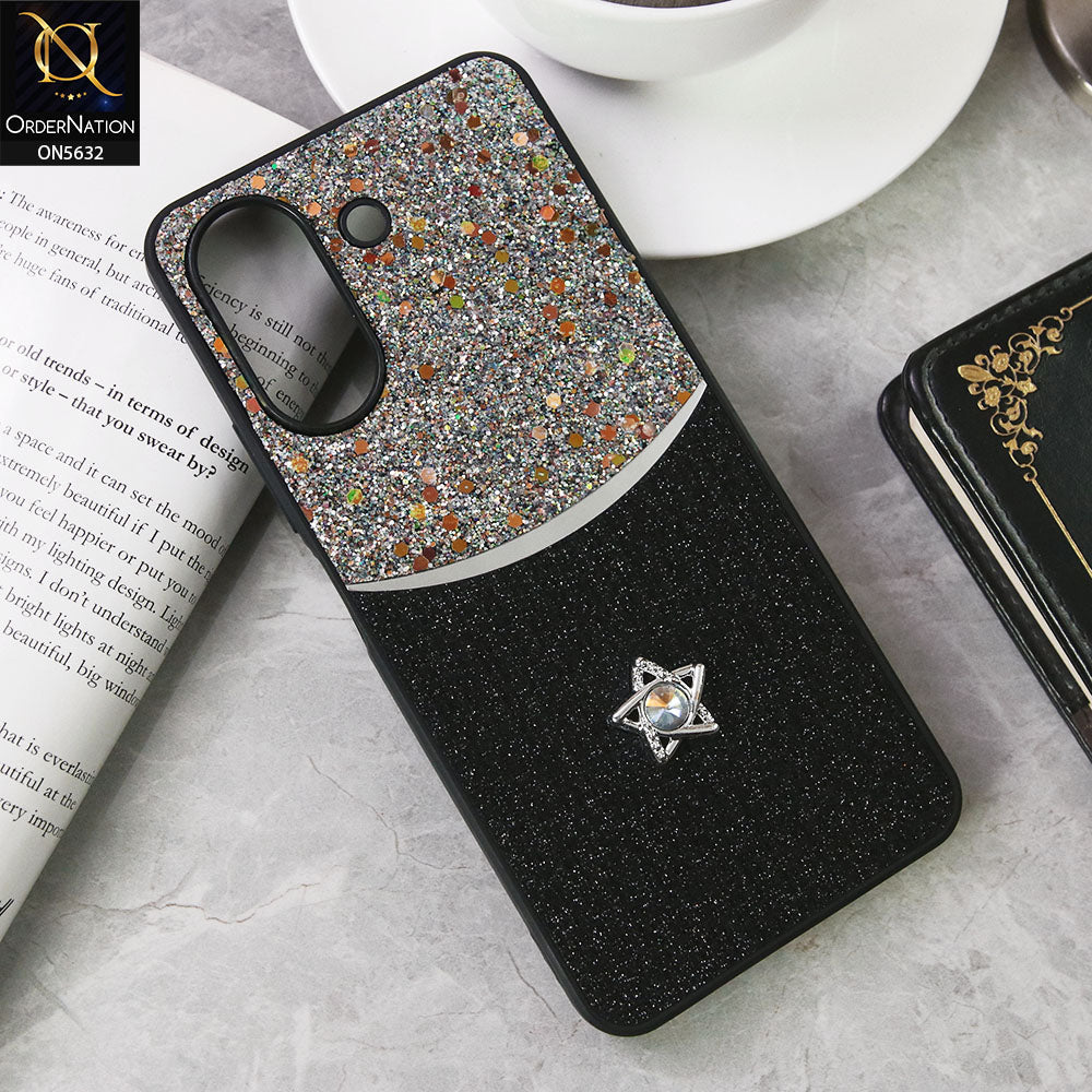Xiaomi Redmi 13C Cover - Black -New Trendy Shiny Glitter Bling Texture And Star Rhinestone Case
