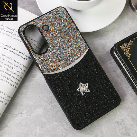 Xiaomi Poco C65 Cover - Black -New Trendy Shiny Glitter Bling Texture And Star Rhinestone Case