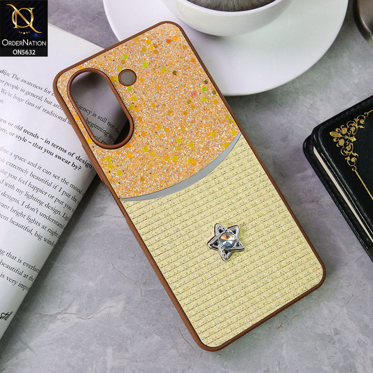 Xiaomi Redmi 13C Cover - Brown -New Trendy Shiny Glitter Bling Texture And Star Rhinestone Case