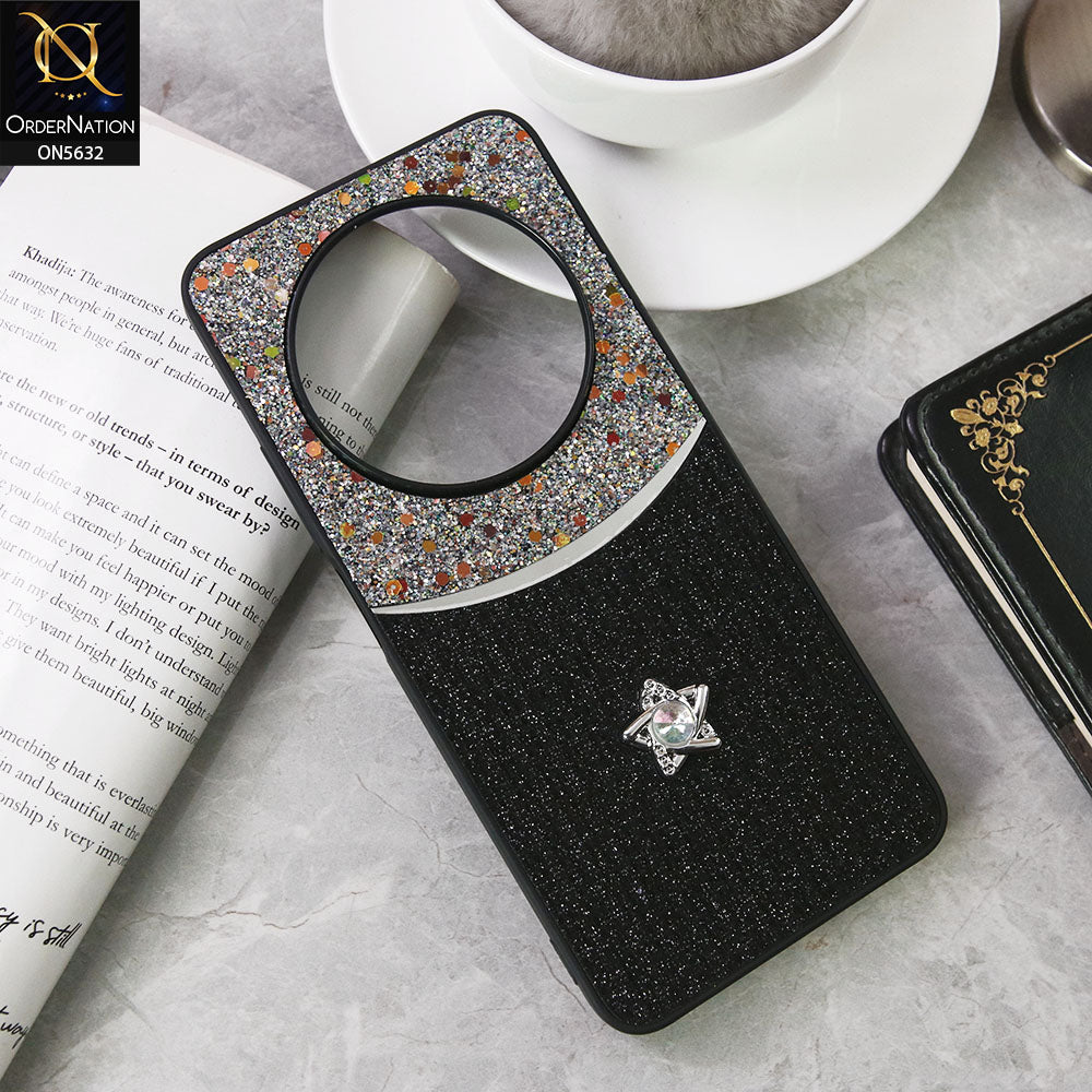 Xiaomi Poco C75 Cover - Black -New Trendy Shiny Glitter Bling Texture And Star Rhinestone Case
