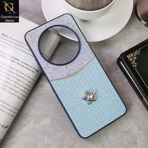 Xiaomi Redmi 14R Cover - Blue -New Trendy Shiny Glitter Bling Texture And Star Rhinestone Case