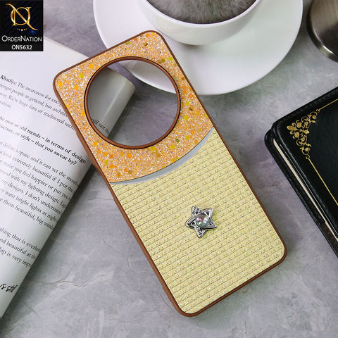 Xiaomi Redmi 14R Cover - Brown -New Trendy Shiny Glitter Bling Texture And Star Rhinestone Case