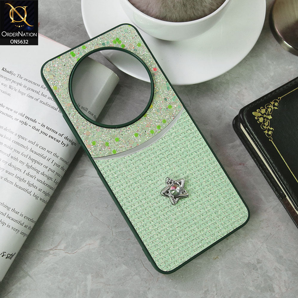 Xiaomi Redmi 14R Cover - Green -New Trendy Shiny Glitter Bling Texture And Star Rhinestone Case