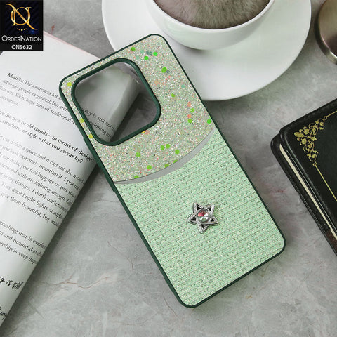 Xiaomi Redmi Note 14 4G Cover - Green -New Trendy Shiny Glitter Bling Texture And Star Rhinestone Case