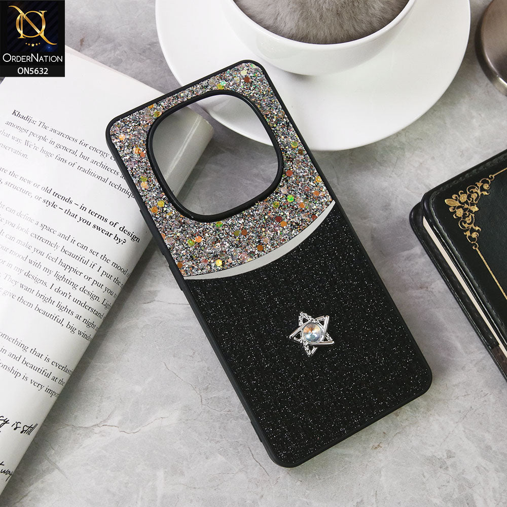 Xiaomi Redmi Note 14 Pro 4G Cover - Black -New Trendy Shiny Glitter Bling Texture And Star Rhinestone Case