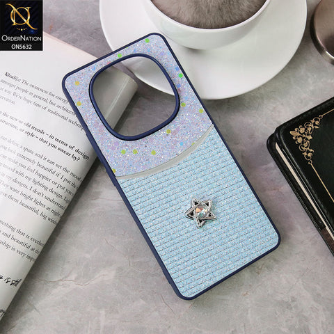 Xiaomi Redmi Note 14 Pro 4G Cover - Blue -New Trendy Shiny Glitter Bling Texture And Star Rhinestone Case