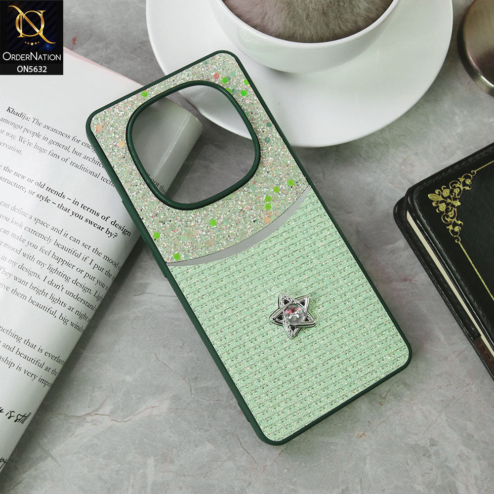 Xiaomi Redmi Note 14 Pro 4G Cover - Green -New Trendy Shiny Glitter Bling Texture And Star Rhinestone Case