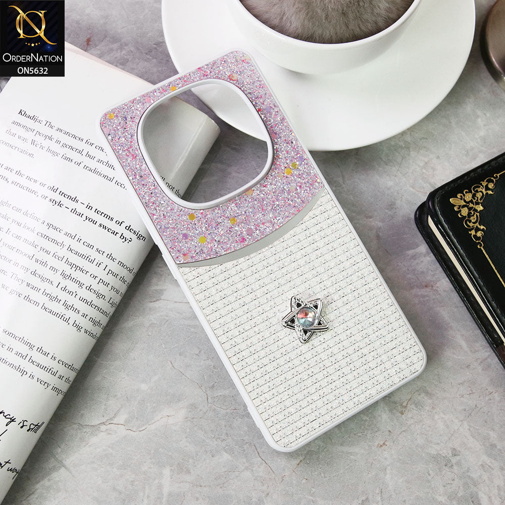 Xiaomi Redmi Note 14 Pro 4G Cover - White -New Trendy Shiny Glitter Bling Texture And Star Rhinestone Case
