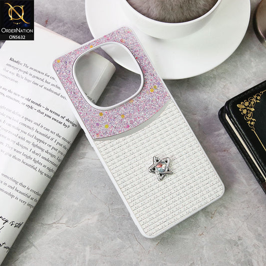 Xiaomi Redmi Note 14 Pro 4G Cover - White -New Trendy Shiny Glitter Bling Texture And Star Rhinestone Case