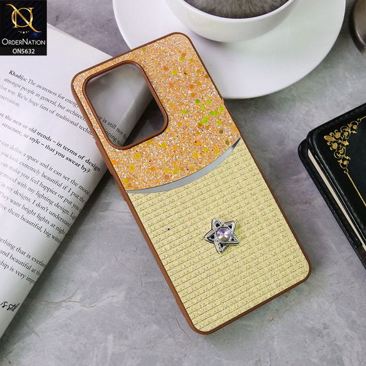 Oppo Reno 13F 4G Cover - Brown -New Trendy Shiny Glitter Bling Texture And Star Rhinestone Case