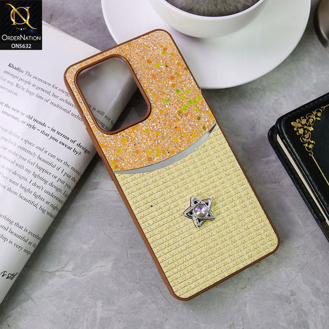 Oppo Reno 13F 5G Cover - Brown -New Trendy Shiny Glitter Bling Texture And Star Rhinestone Case