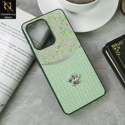 Oppo Reno 13F 5G Cover - Green -New Trendy Shiny Glitter Bling Texture And Star Rhinestone Case
