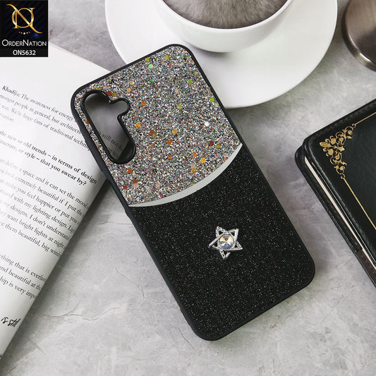 Samsung Galaxy A15 4G Cover - Black -New Trendy Shiny Glitter Bling Texture And Star Rhinestone Case