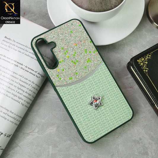 Samsung Galaxy A15 4G Cover - Green -New Trendy Shiny Glitter Bling Texture And Star Rhinestone Case