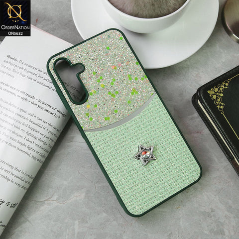 Samsung Galaxy A15 4G Cover - Green -New Trendy Shiny Glitter Bling Texture And Star Rhinestone Case