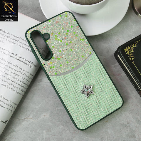 Samsung Galaxy A16 Cover - Green -New Trendy Shiny Glitter Bling Texture And Star Rhinestone Case