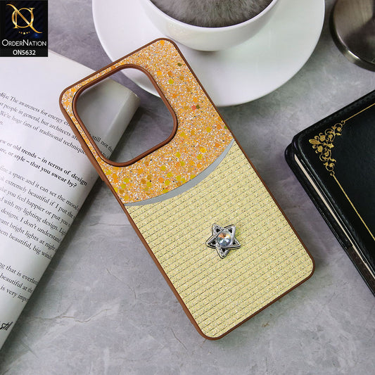 Infinix Smart 8 Pro Cover - Brown -New Trendy Shiny Glitter Bling Texture And Star Rhinestone Case