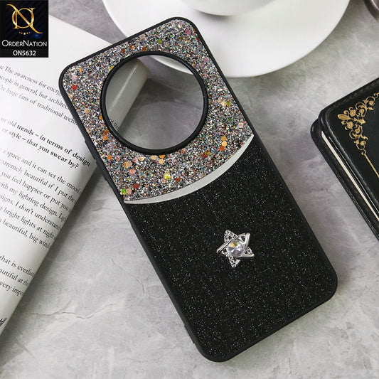 Tecno Spark 30C 4G Cover - Black -New Trendy Shiny Glitter Bling Texture And Star Rhinestone Case