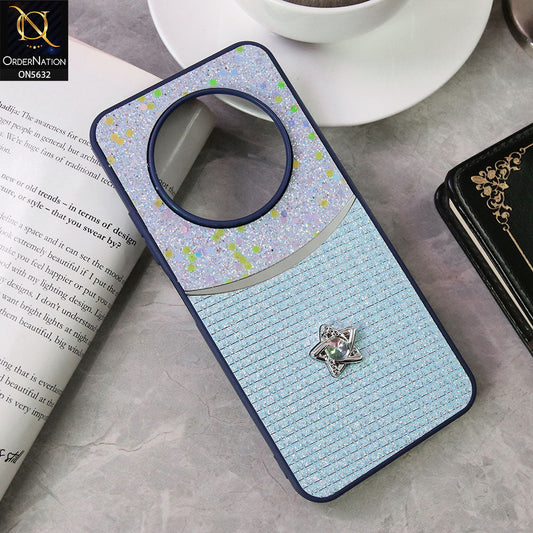 Tecno Spark 30C 4G Cover - Blue -New Trendy Shiny Glitter Bling Texture And Star Rhinestone Case