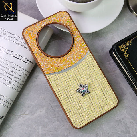 Tecno Spark 30C 4G Cover - Brown -New Trendy Shiny Glitter Bling Texture And Star Rhinestone Case