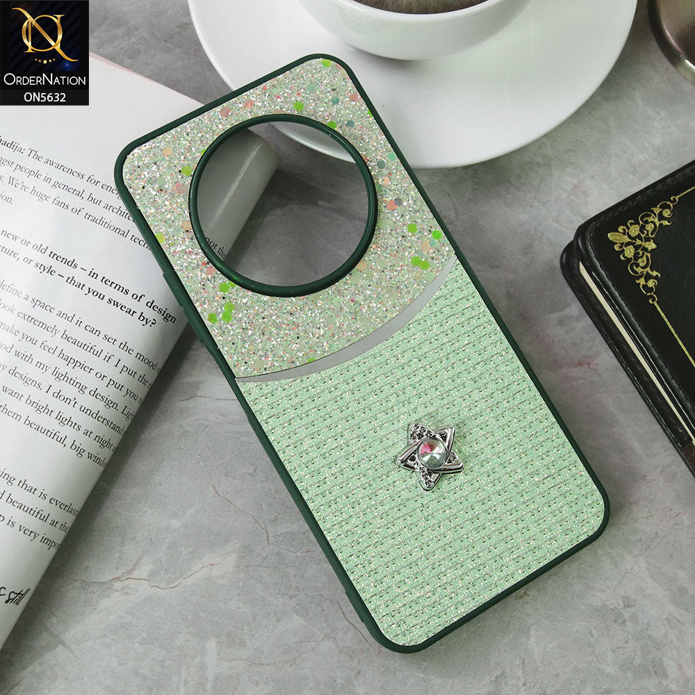 Tecno Spark 30C 4G Cover - Green -New Trendy Shiny Glitter Bling Texture And Star Rhinestone Case