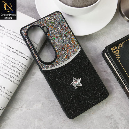 Vivo iQOO Z9s Cover - Black -New Trendy Shiny Glitter Bling Texture And Star Rhinestone Case
