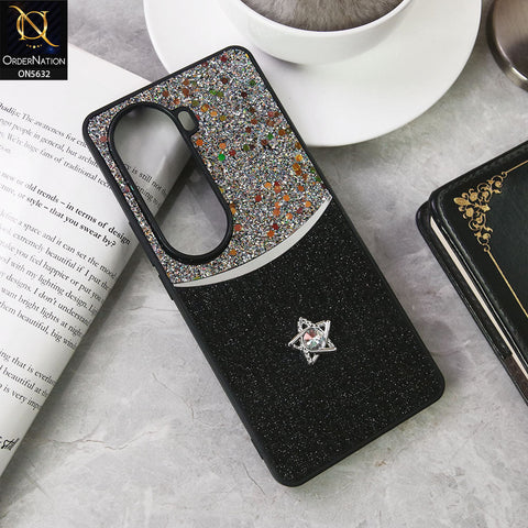 Vivo iQOO Z9s Cover - Black -New Trendy Shiny Glitter Bling Texture And Star Rhinestone Case