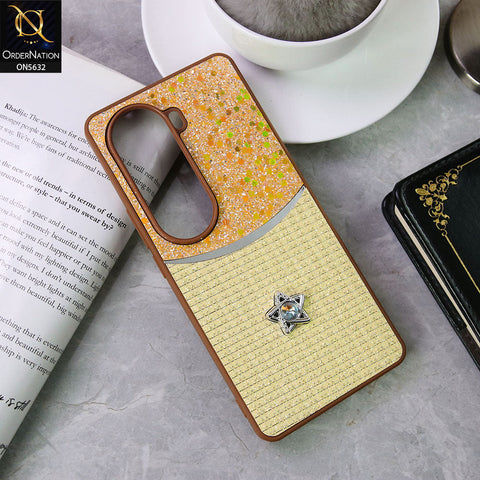 Vivo iQOO Z9s Cover - Brown -New Trendy Shiny Glitter Bling Texture And Star Rhinestone Case