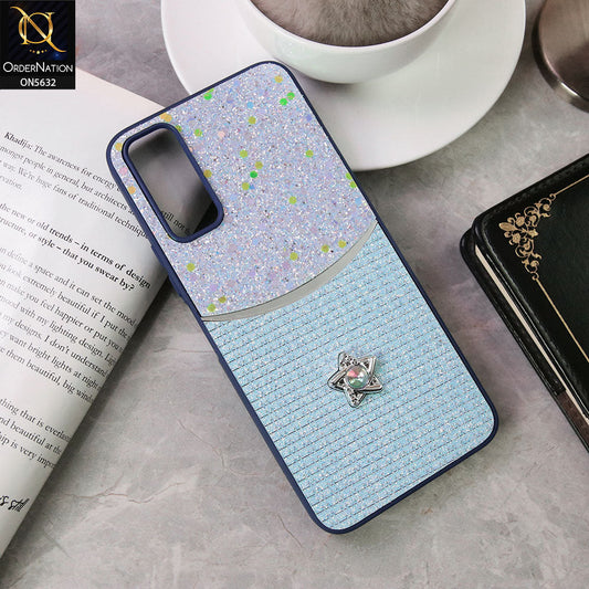 Vivo Y20i Cover - Blue -New Trendy Shiny Glitter Bling Texture And Star Rhinestone Case