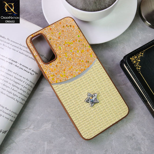 Vivo Y20i Cover - Brown -New Trendy Shiny Glitter Bling Texture And Star Rhinestone Case