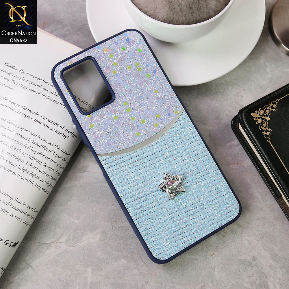 Vivo Y33t Cover - Blue -New Trendy Shiny Glitter Bling Texture And Star Rhinestone Case