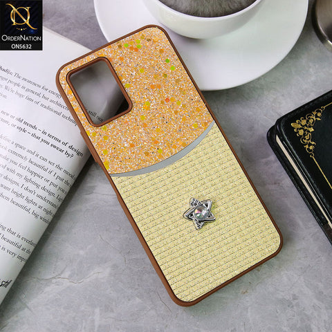 Vivo Y33t Cover - Brown -New Trendy Shiny Glitter Bling Texture And Star Rhinestone Case