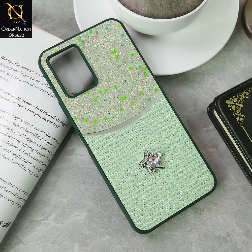 Vivo Y32 Cover - Green -New Trendy Shiny Glitter Bling Texture And Star Rhinestone Case