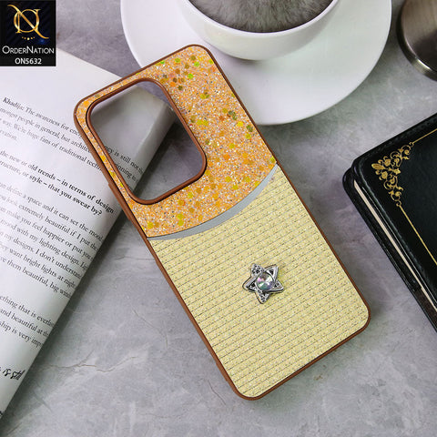 Vivo Y29 4G Cover - Brown -New Trendy Shiny Glitter Bling Texture And Star Rhinestone Case