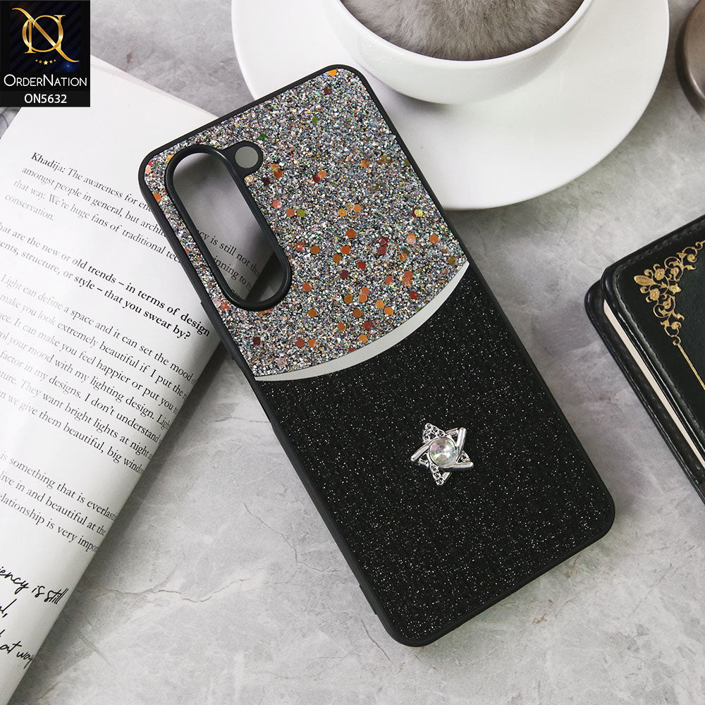 Vivo Y04 Cover - Black -New Trendy Shiny Glitter Bling Texture And Star Rhinestone Case