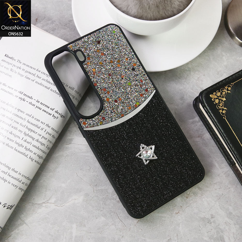Vivo Y300 Cover - Black -New Trendy Shiny Glitter Bling Texture And Star Rhinestone Case