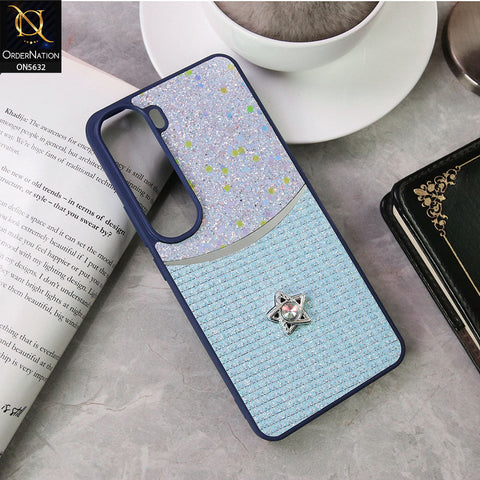 Vivo Y200 (2025) Cover - Blue -New Trendy Shiny Glitter Bling Texture And Star Rhinestone Case