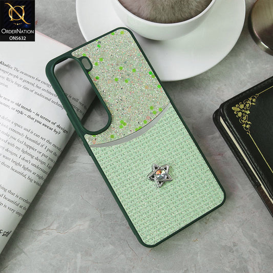 Vivo Y200 (2025) Cover - Green -New Trendy Shiny Glitter Bling Texture And Star Rhinestone Case