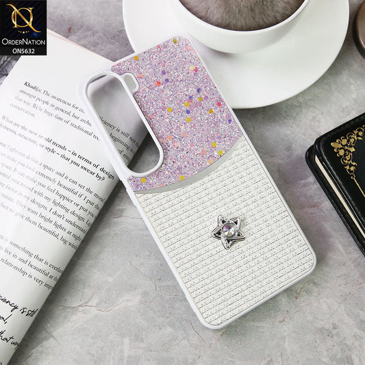 Vivo Y200 (2025) Cover - White -New Trendy Shiny Glitter Bling Texture And Star Rhinestone Case
