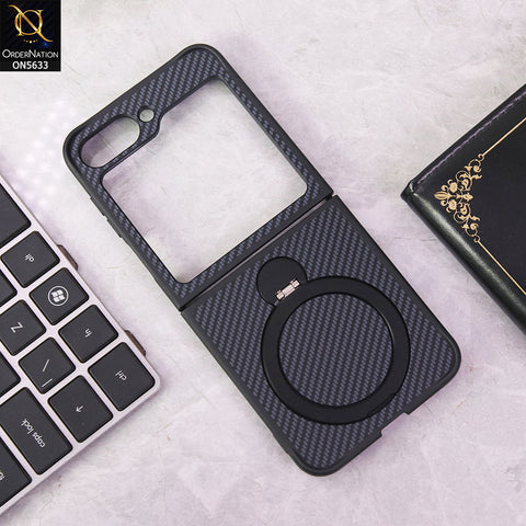 Samsung Galaxy Z Flip 5 5G Cover - Blue - Carbon Fiber Texture Design Kickstand Case