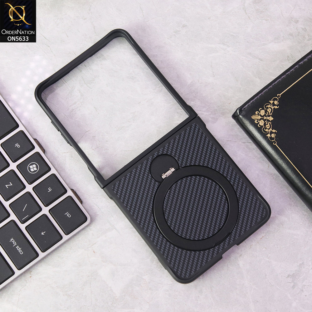 Samsung Galaxy Z Flip 7 Cover - Blue - Carbon Fiber Texture Design Kickstand Case