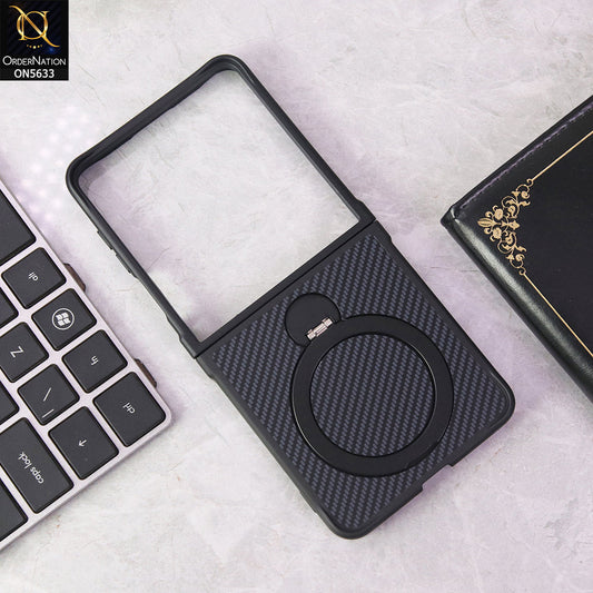 Samsung Galaxy Z Flip 7 Cover - Blue - Carbon Fiber Texture Design Kickstand Case