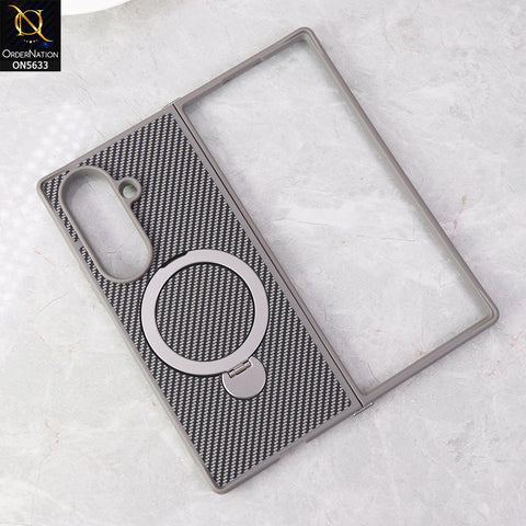 Samsung Galaxy Z Fold 7 Cover - Gray - Carbon Fiber Texture Design Kickstand Case