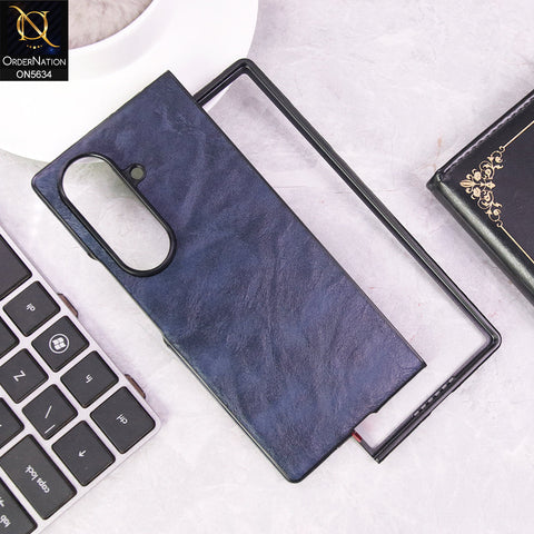 Samsung Galaxy Z Fold 7 Cover - Blue - Luxury HQ Privacy Magnetic Matel Frame Dual Side Tempered Glass Case