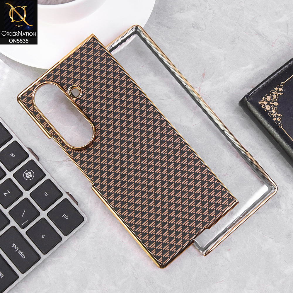 Samsung Galaxy Z Fold 7 Cover - Brown - Luxury HQ Privacy Magnetic Matel Frame Dual Side Tempered Glass Case