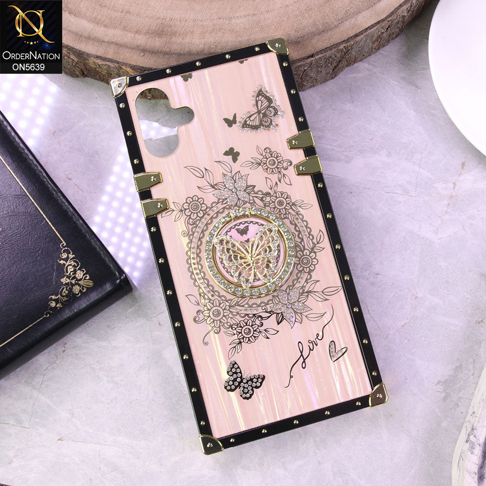 Samsung Galaxy A06 Cover - Golden - Square Bling Diamond Glitter Soft TPU Trunk Case with Ring Holder